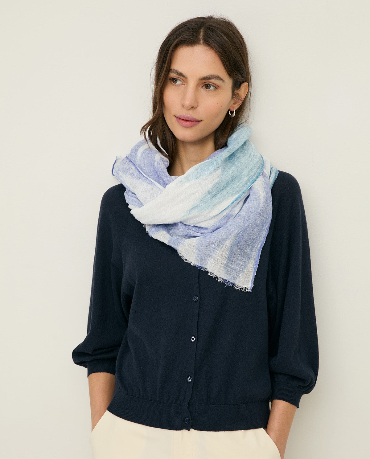 Blue Linen Scarf