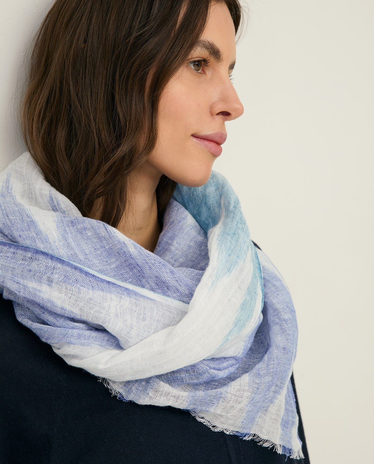 Blue Linen Scarf