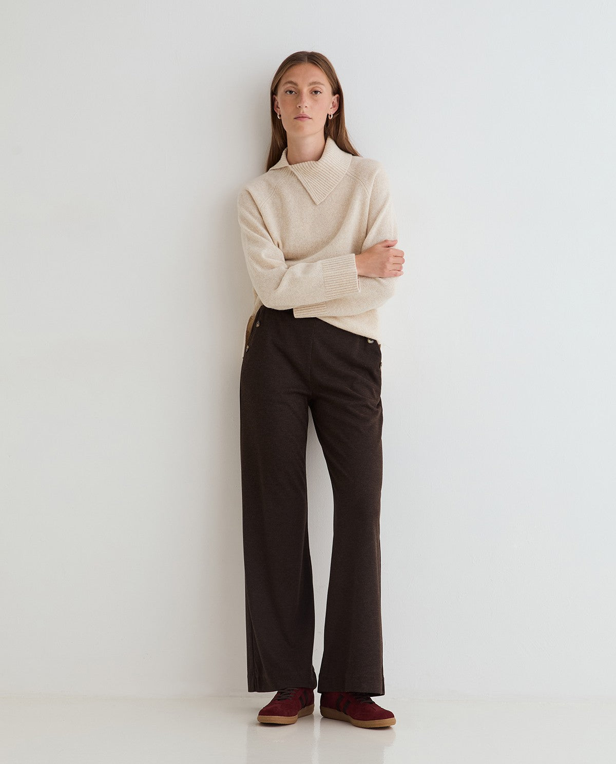 Wide Leg Brown Relaxed Trouser
