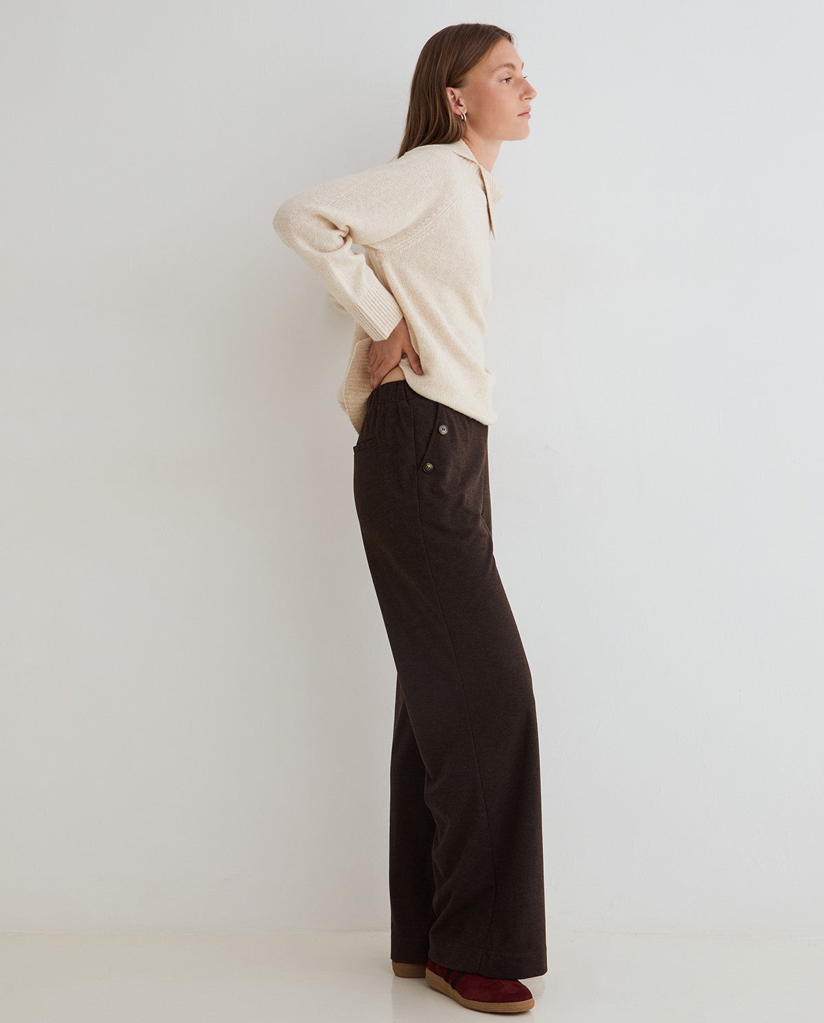 Wide Leg Brown Relaxed Trouser