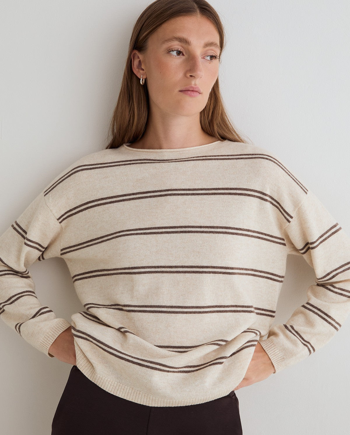 Wide Stripe Fine Knit Sweater