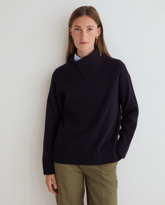Navy High Neck Knit