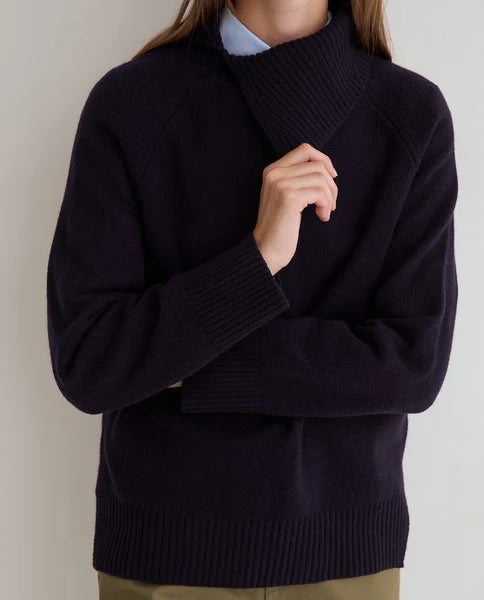 Navy High Neck Knit