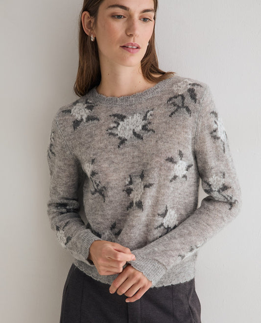 Soft Grey Floral Knit