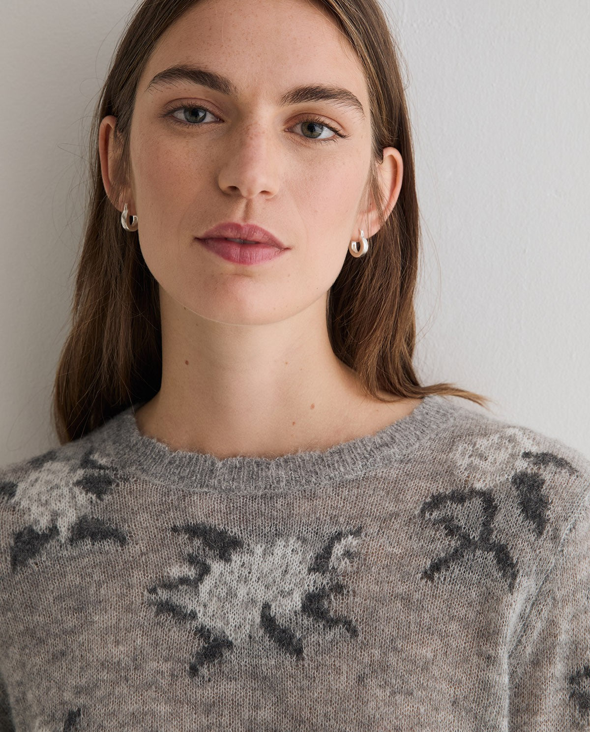 Soft Grey Floral Knit