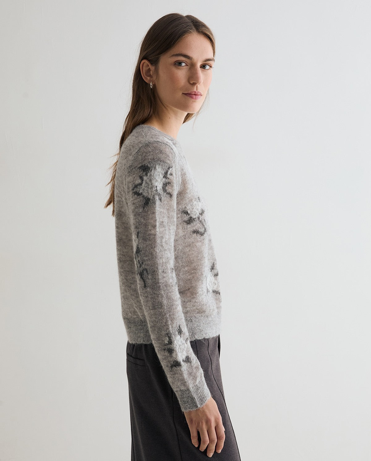Soft Grey Floral Knit