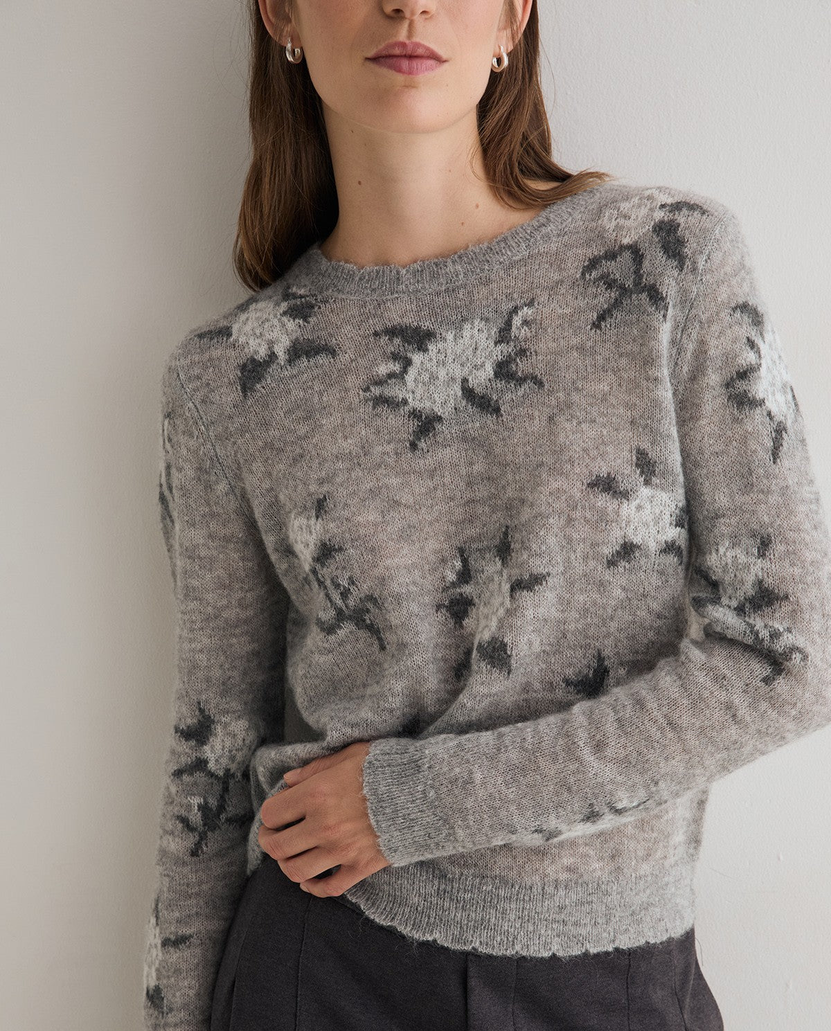 Soft Grey Floral Knit