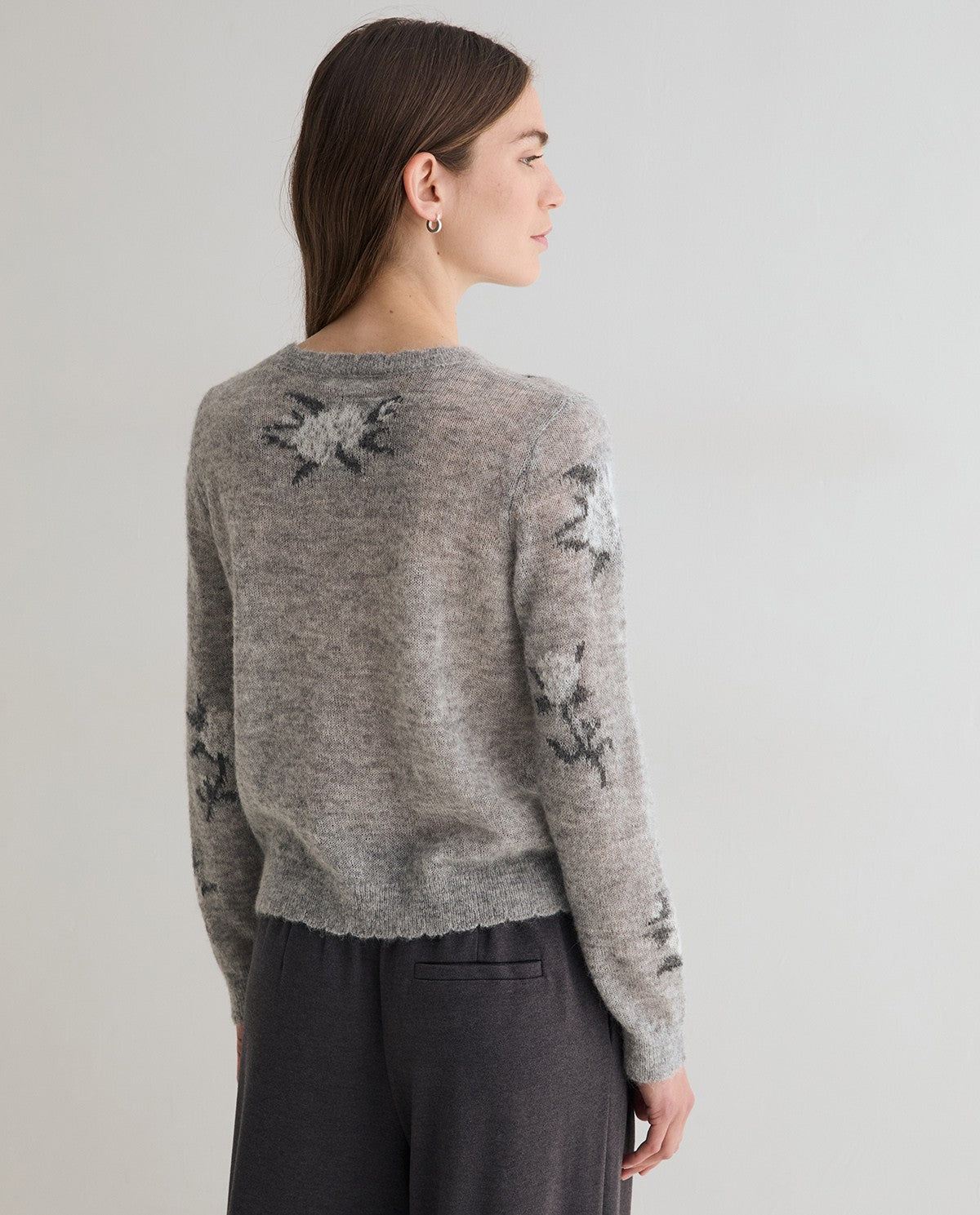 Soft Grey Floral Knit