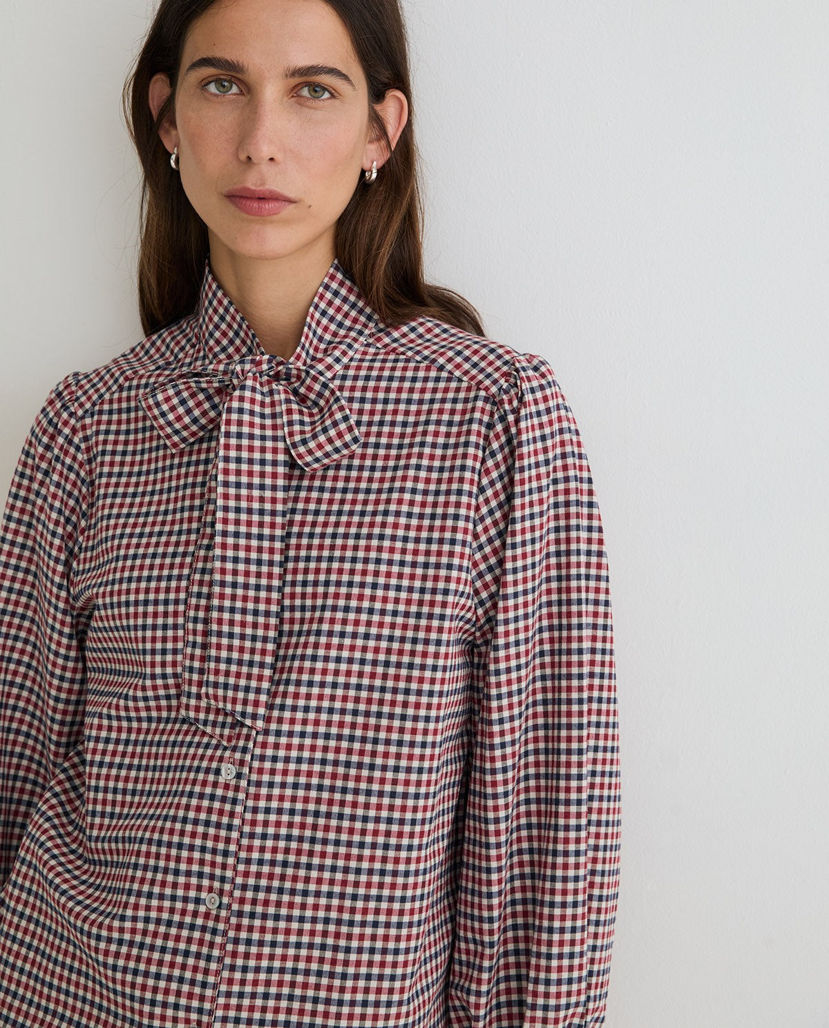 Bow Check Blouse