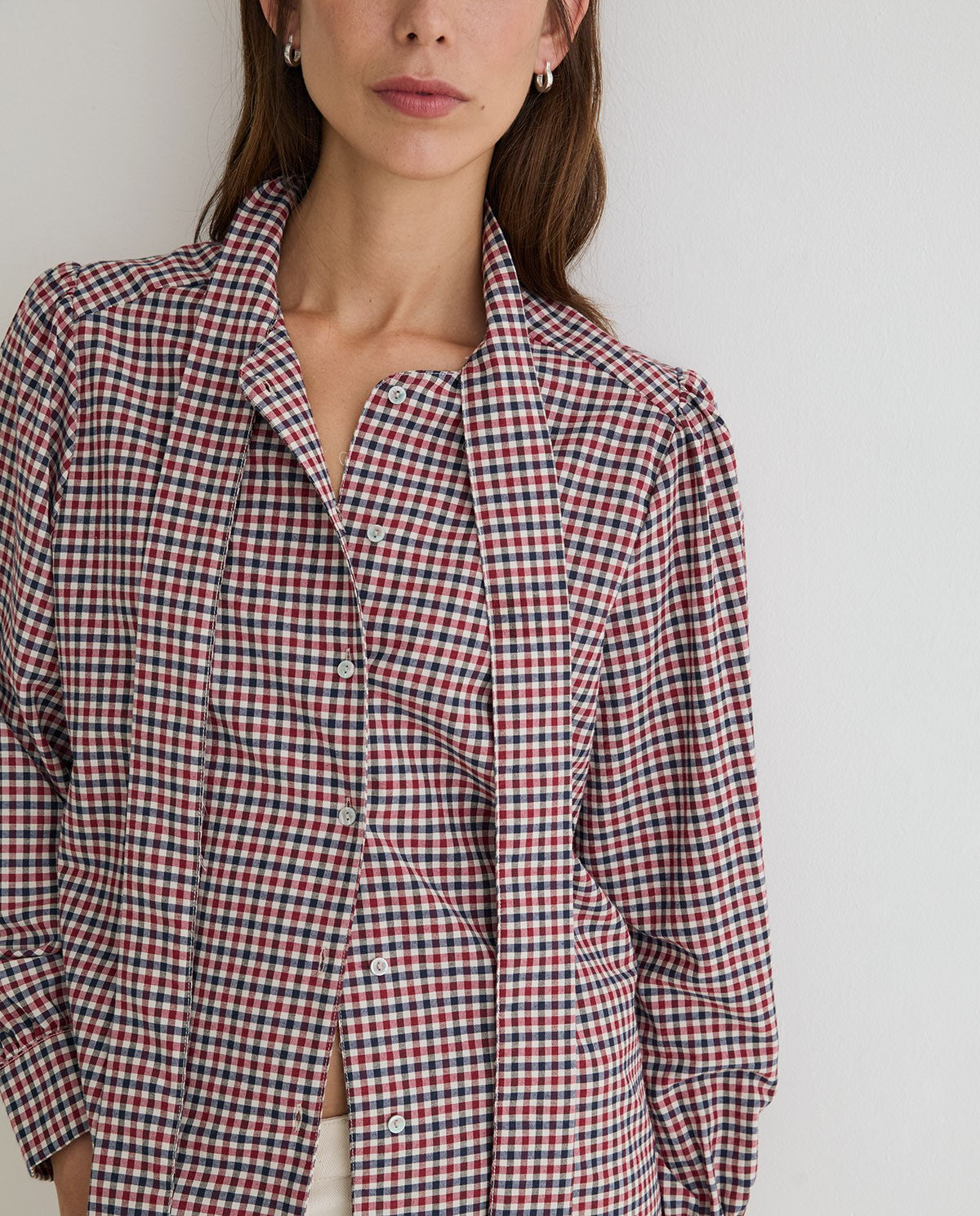 Bow Check Blouse