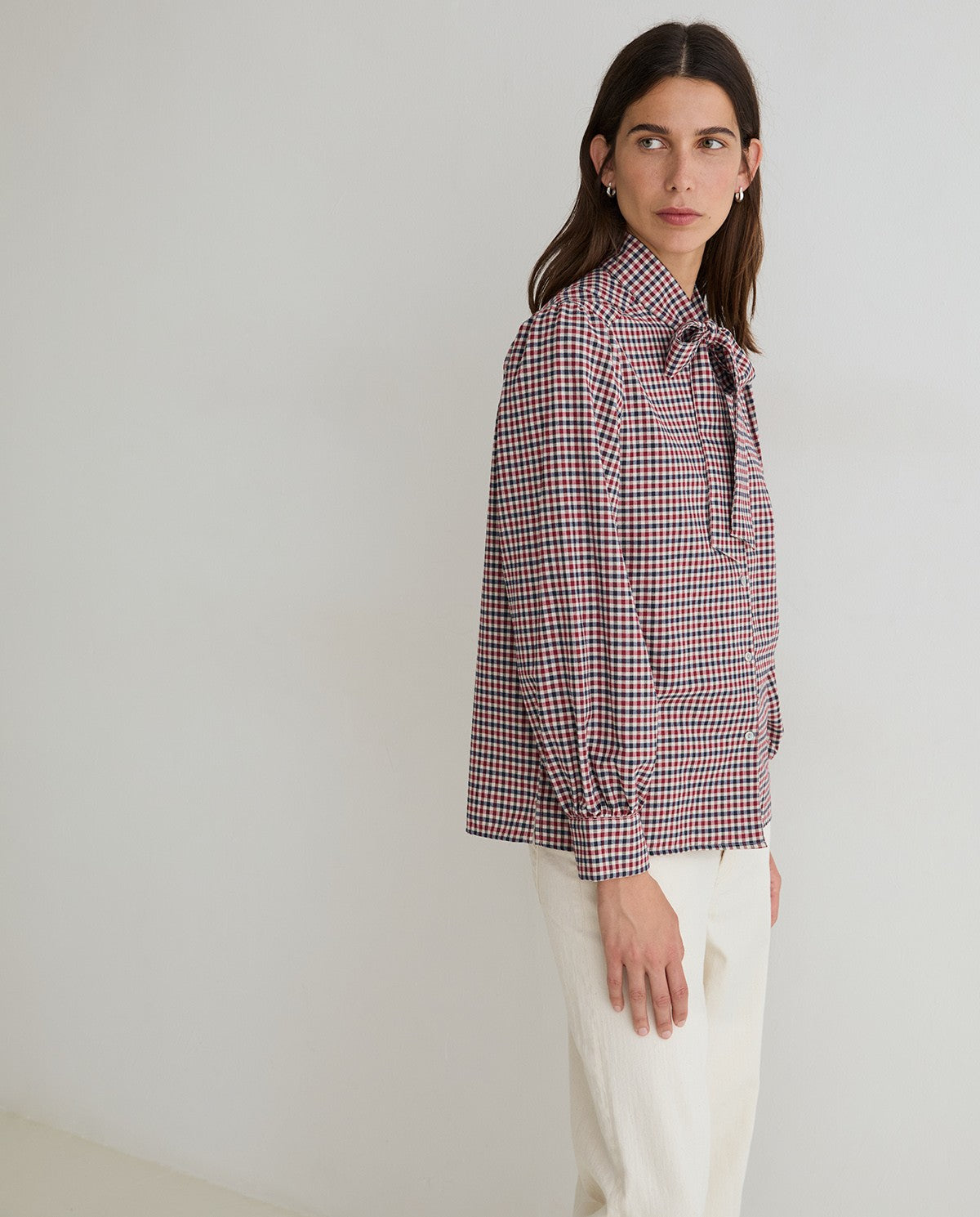 Bow Check Blouse