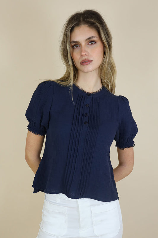 Claudine Navy Tee
