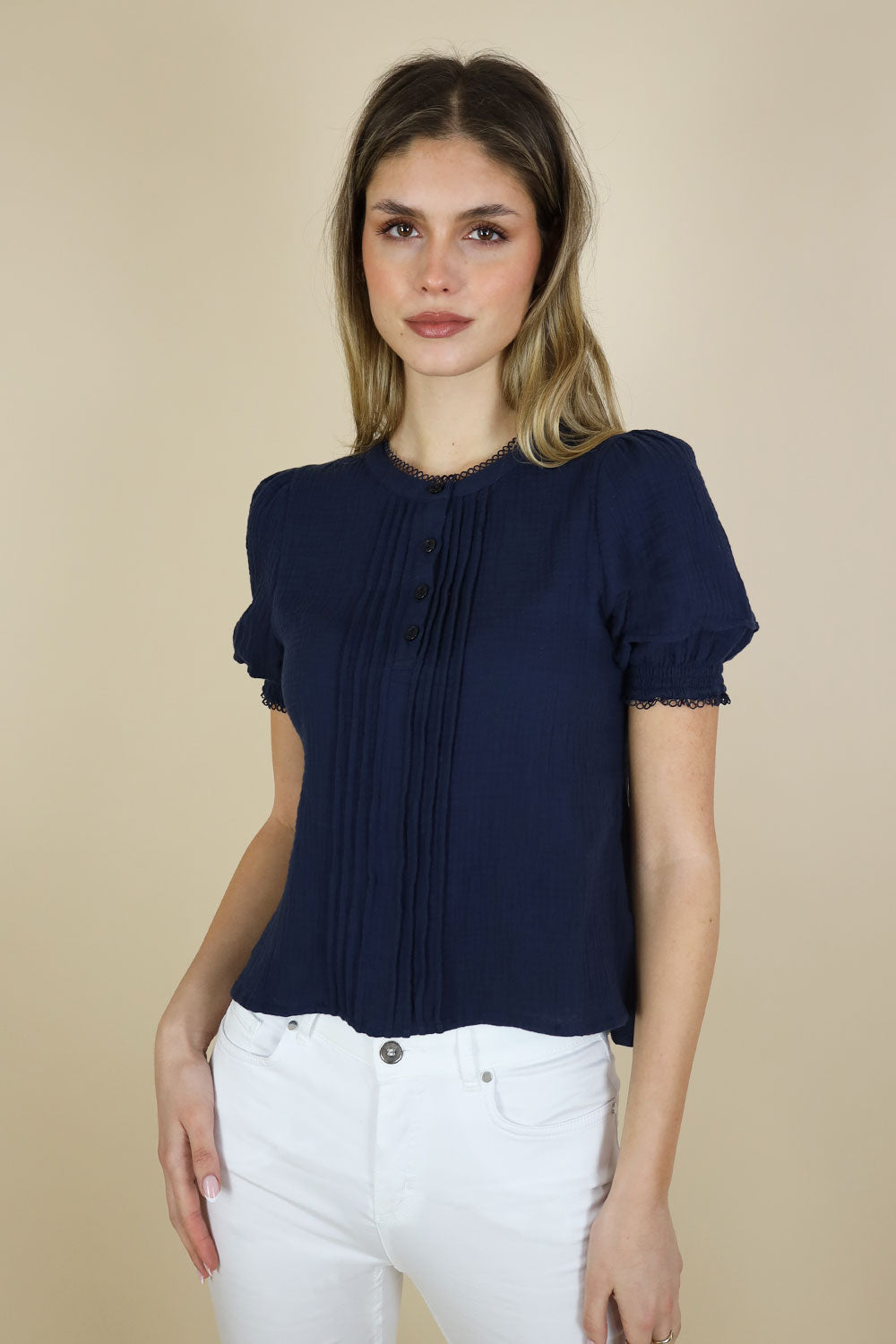 Claudine Navy Tee