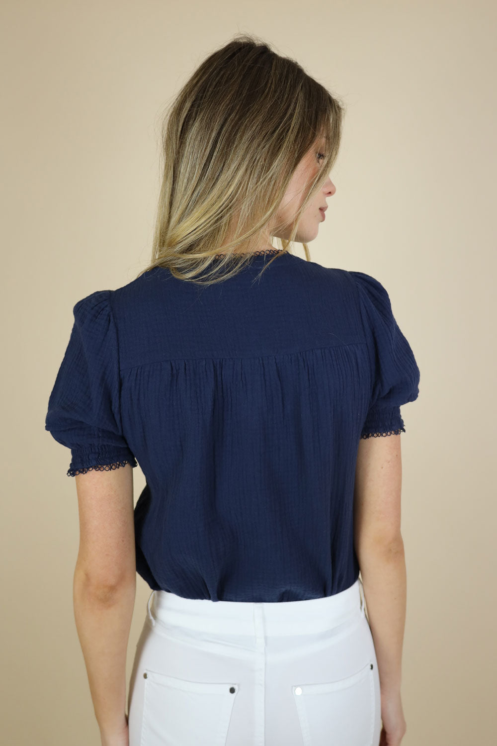 Claudine Navy Tee