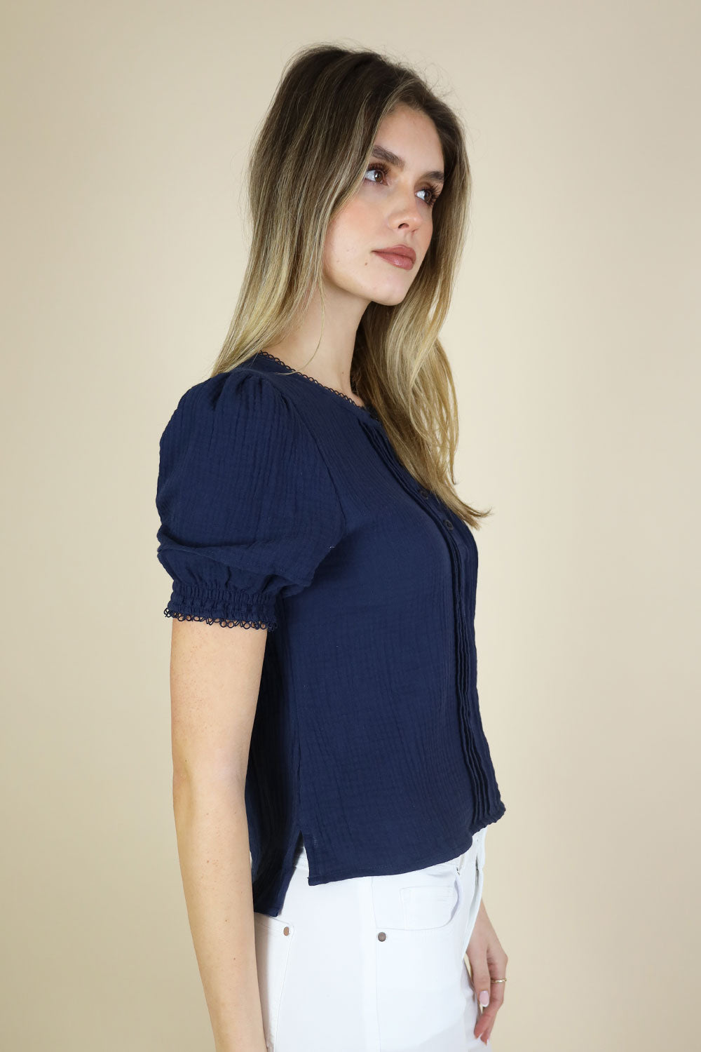 Claudine Navy Tee