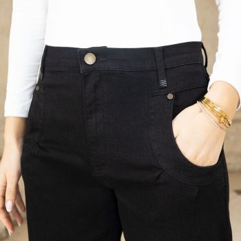 Rhea Black  Barrel Leg Jean - leg length 27'