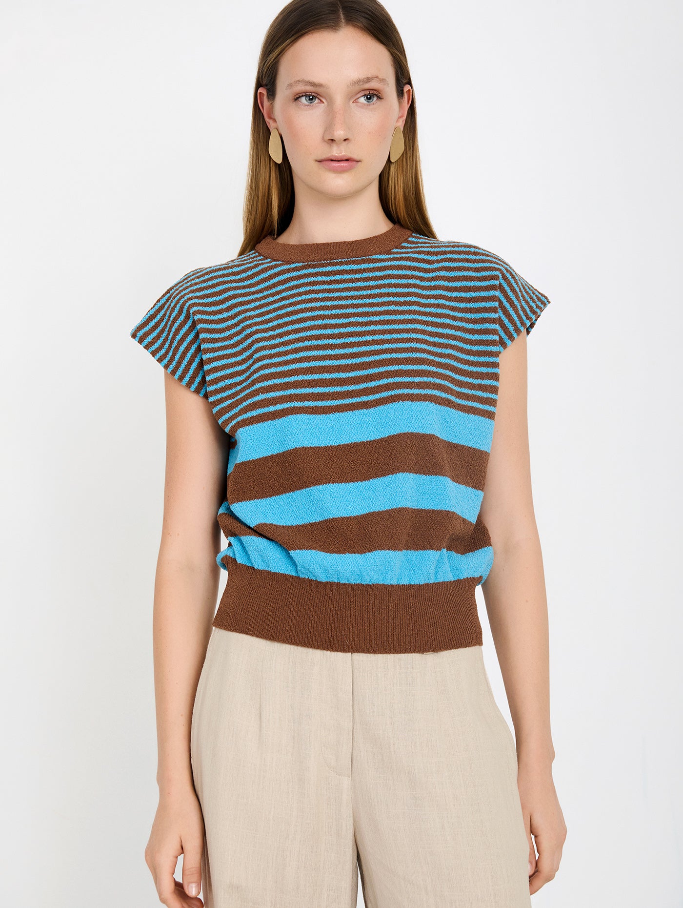 Boucle Stripe top - Tan