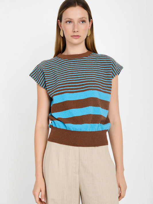 Boucle Stripe top - Tan