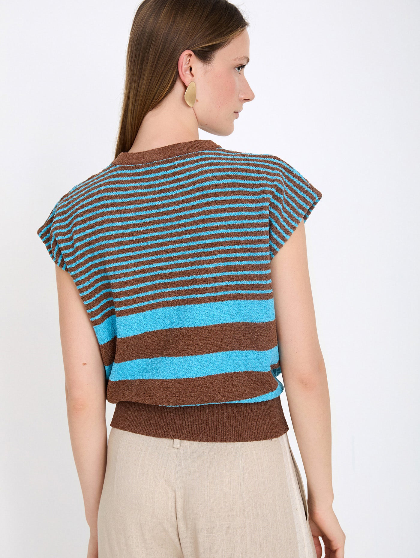 Boucle Stripe top - Tan