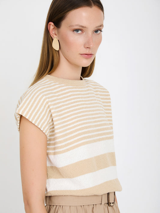 Boucle Stripe top - Cream