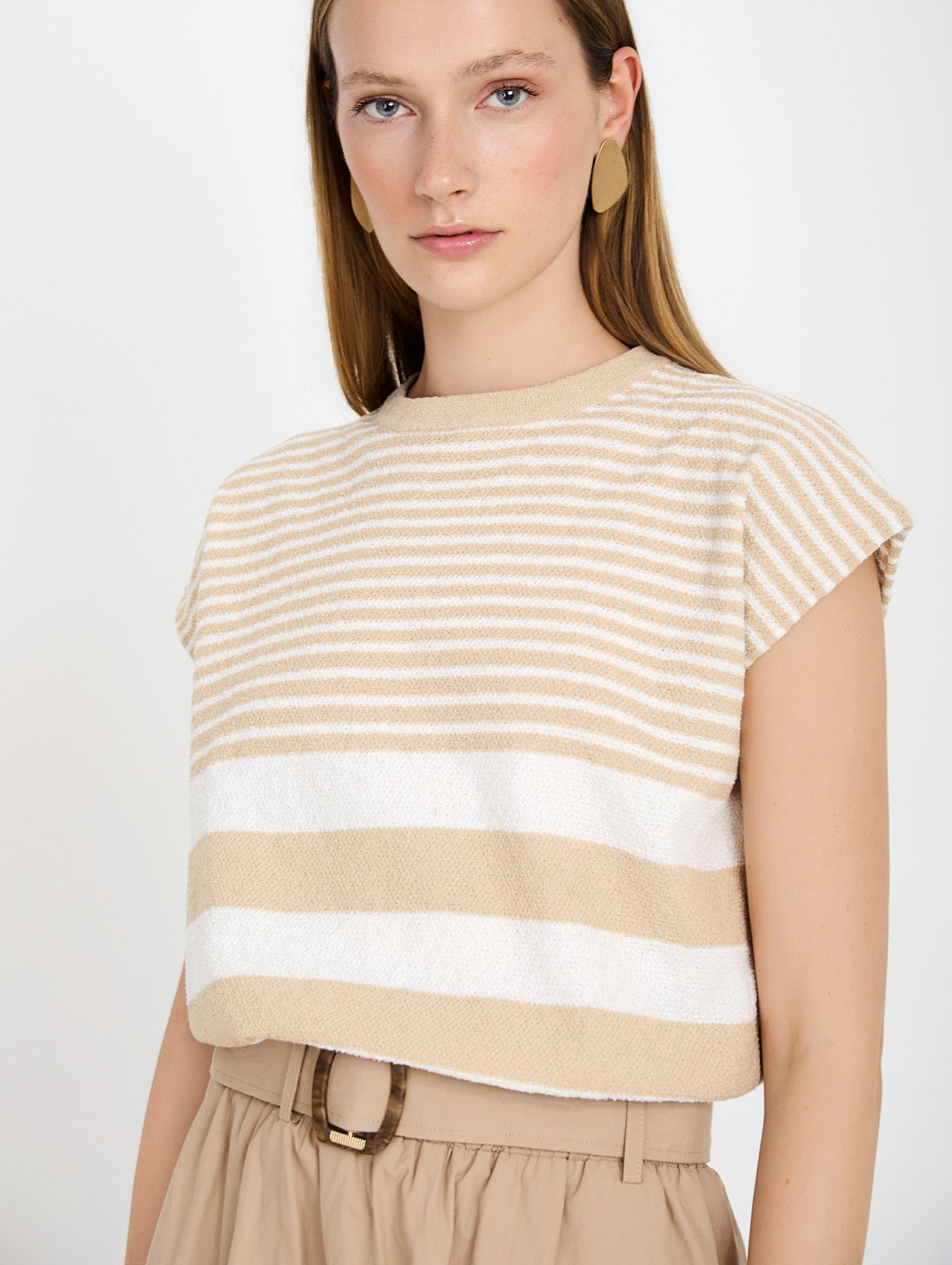 Boucle Stripe top - Cream