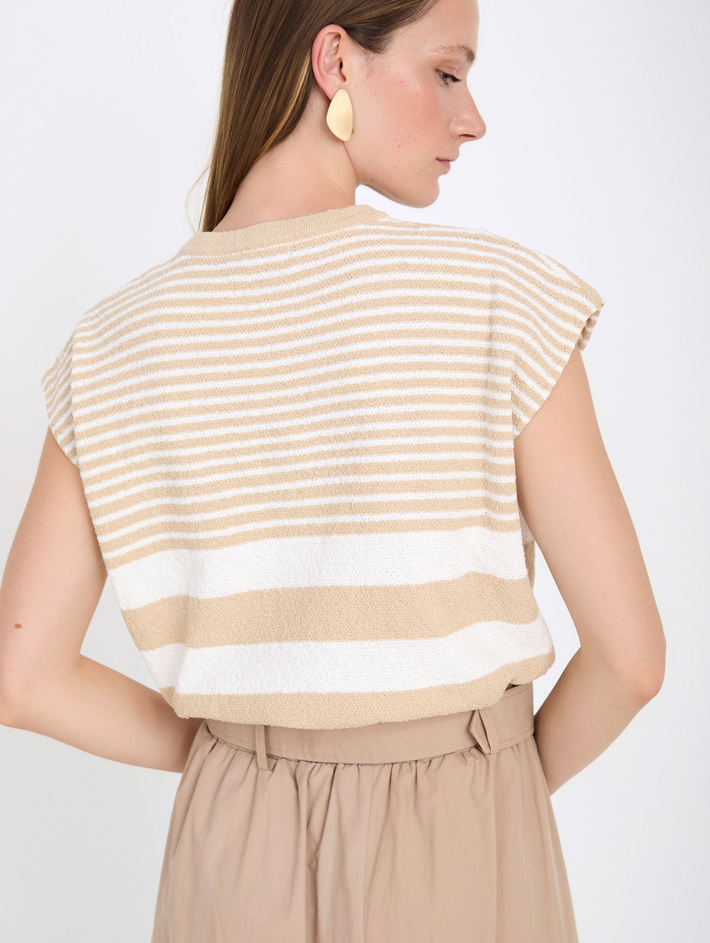 Boucle Stripe top - Cream