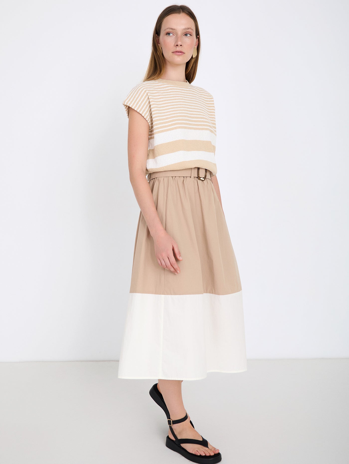 Boucle Stripe top - Cream