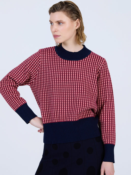 Navy/Red Knit