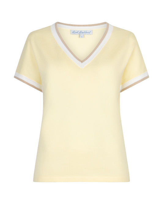 Jerri V Neck summer Knit - Lemon