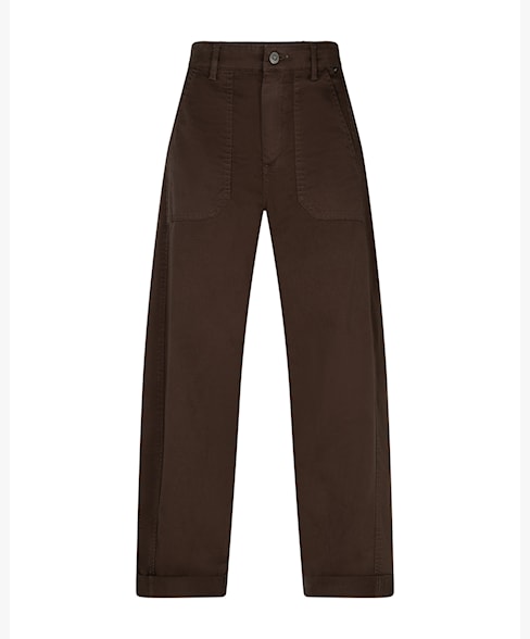 Margot Fine twill Barrel Pants  - Brown