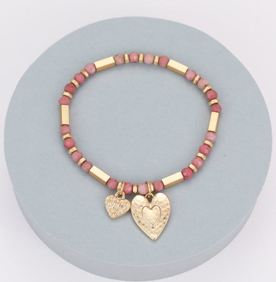 Double Heart Pink Bracelet