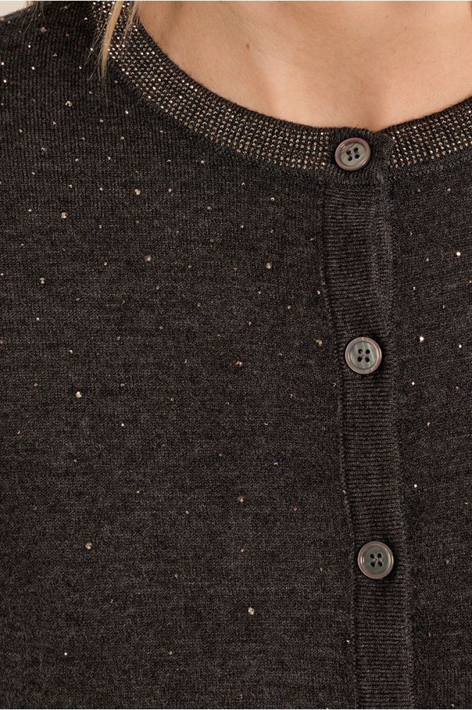 Rhinestone Grey Cardigan