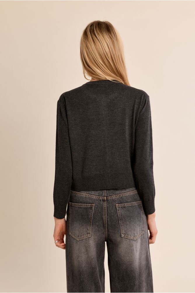 Rhinestone Grey Cardigan