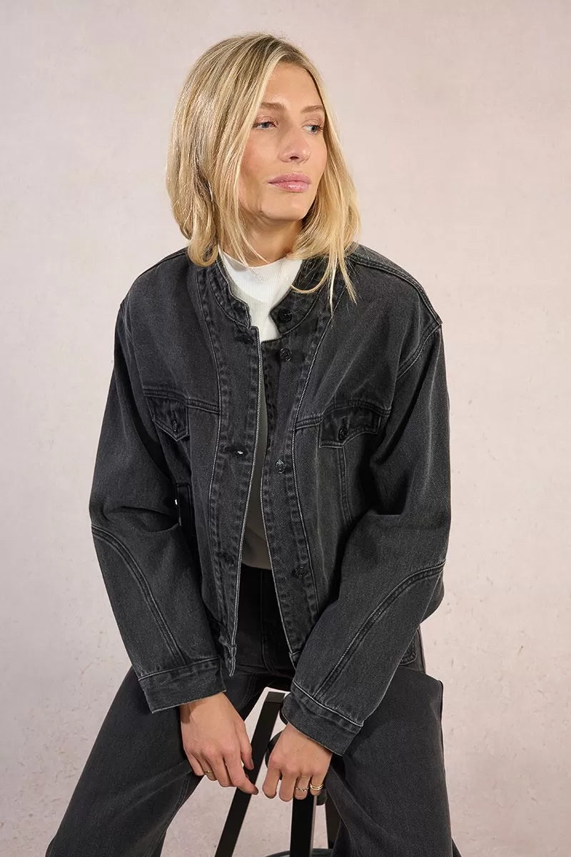 Biker Style Denim Jacket