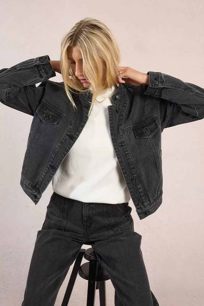 Biker Style Denim Jacket