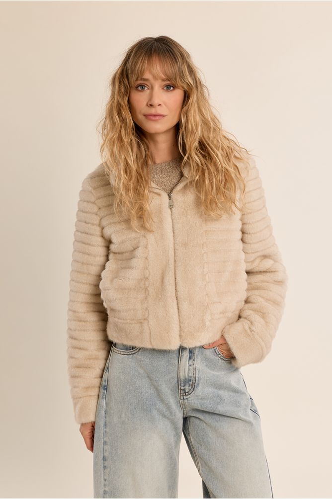 Cream Faux Fur Jacket