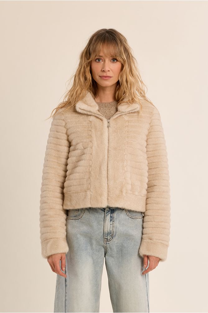Cream Faux Fur Jacket