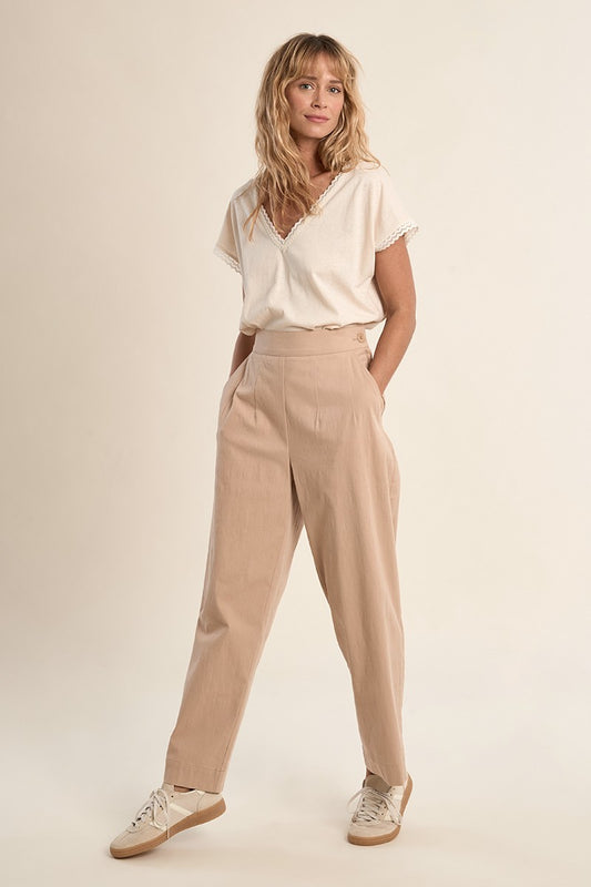 Beige Cotton Trouser