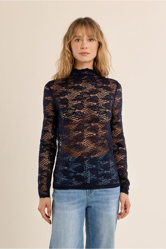 Navy Lace Under Top