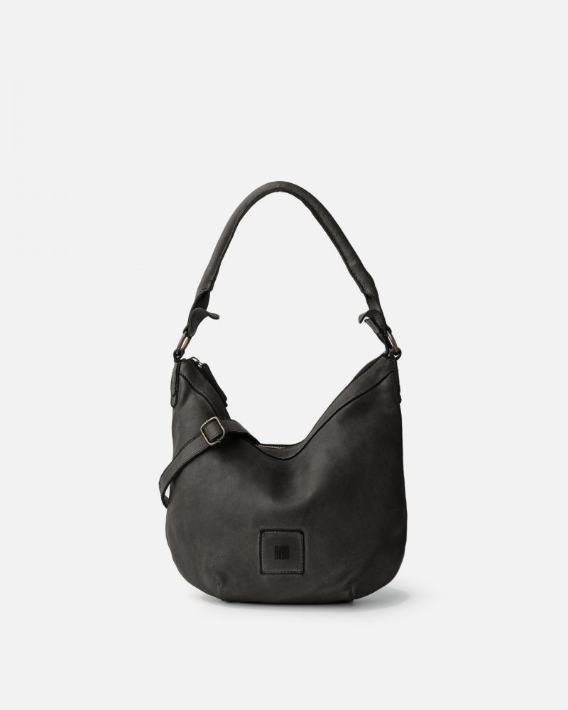 Boston Shoulder Leather Bag - Black
