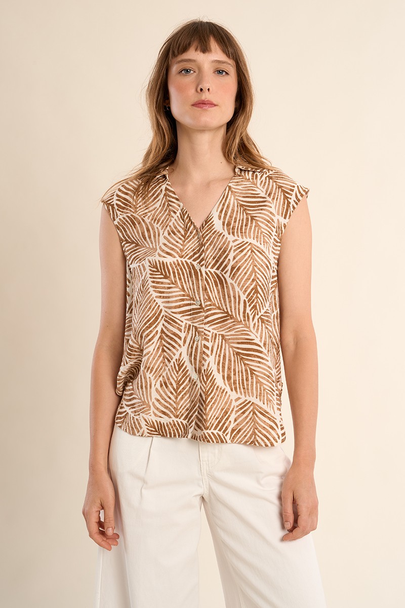 Camel Printed Blouse