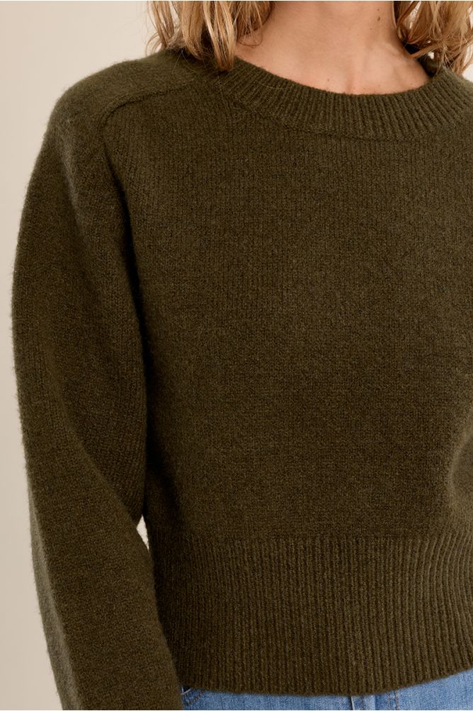 Khaki Cropped Knit