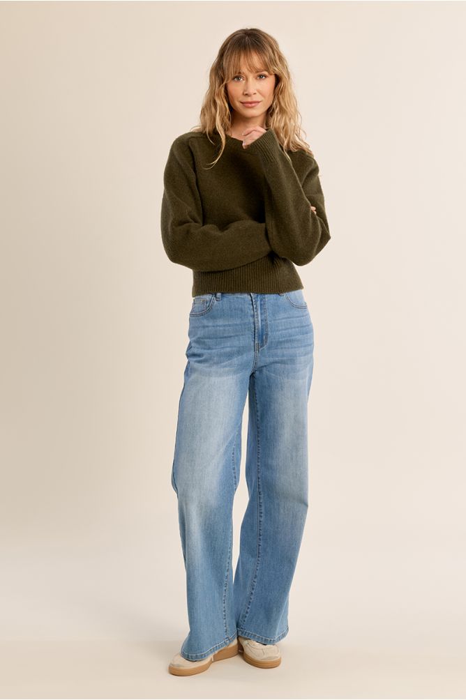 Khaki Cropped Knit