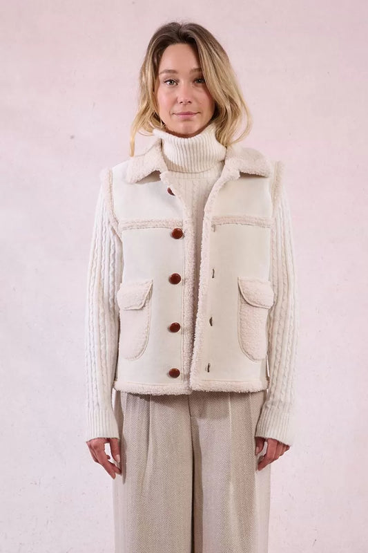 Cream Sleeveless Jacket