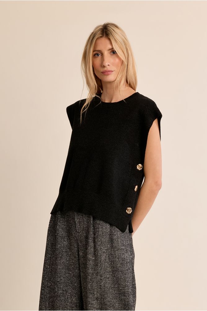 Dark Grey Sleeveless Knit.