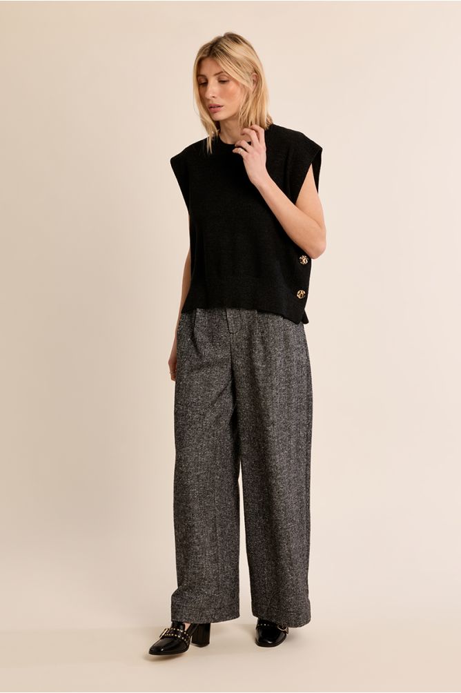 Dark Grey Sleeveless Knit.