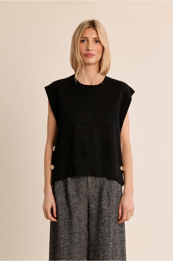 Dark Grey Sleeveless Knit.