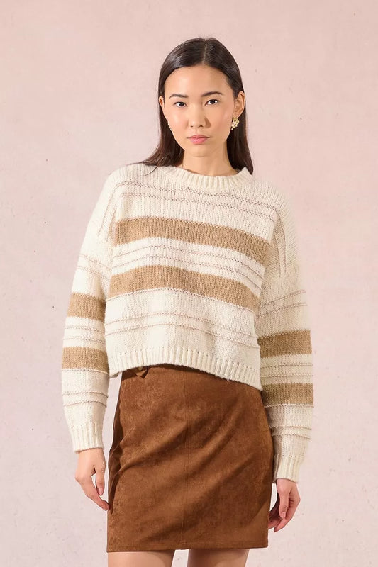 Cream Stripe Cropped Jumper