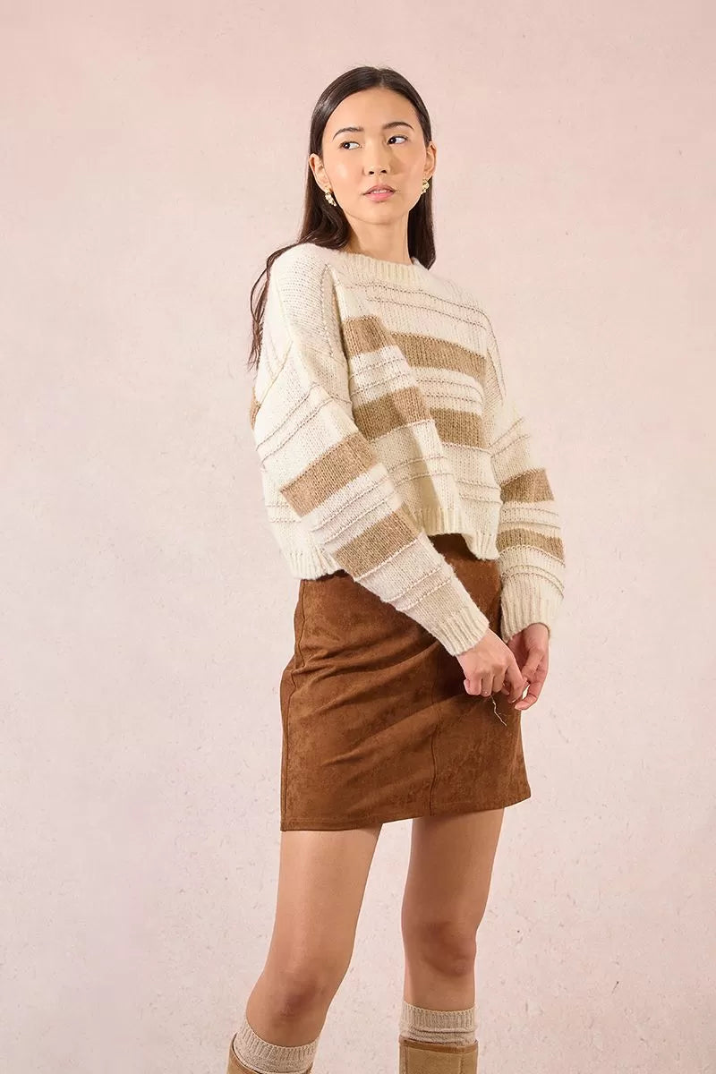 Cream Stripe Cropped Jumper