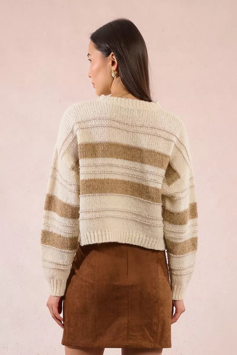 Cream Stripe Cropped Jumper